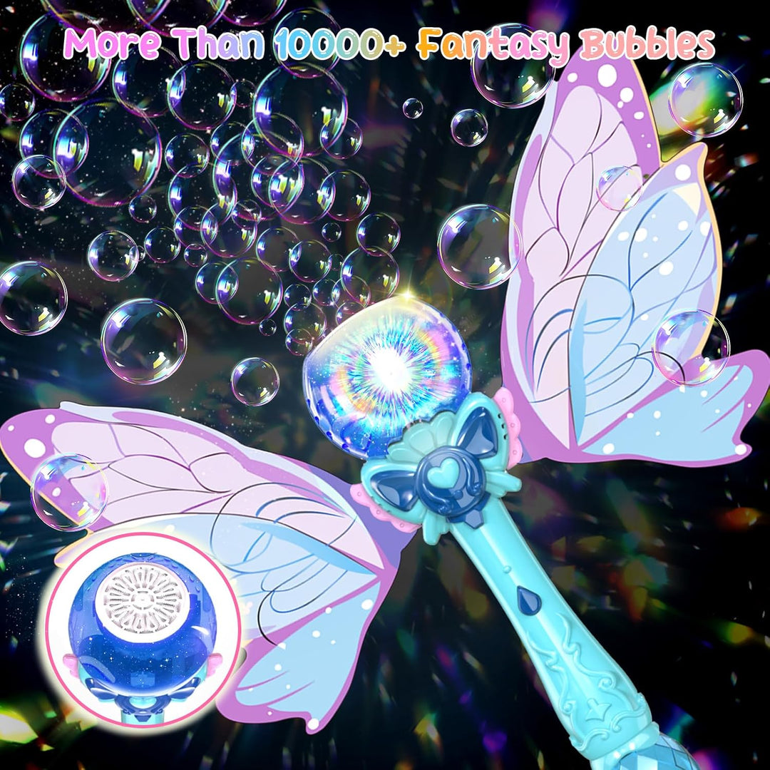 Butterfly Magic Wand with Wings Colorful Light Effect Automatic Bubble Stick