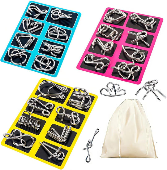 Brain Teaser IQ Test Disentanglemen Iron Link 24 Pcs Unlock Interlock Game
