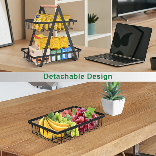 Countertop Fruit Basket,Portable Fruit Bowle for Kitchen Organizer 2 Tier Storage