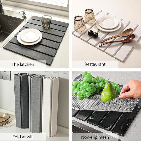 Super Absorbent Diatomite Drying Stone — Fast-Dry Eco Mat for Dishes, Counters & Bathroom Sink