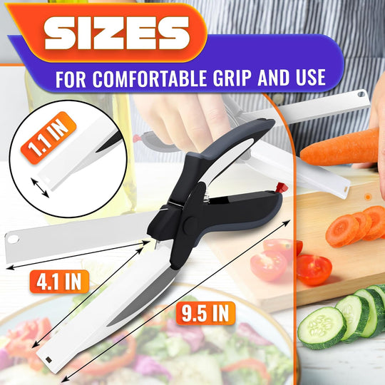 Stainless Steel Blade & Plastic Cutting Board Scissors with Safety Lock (MOQ 10 Set)