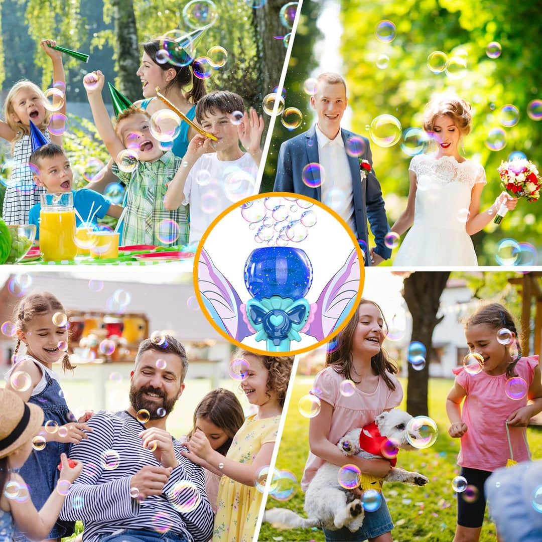 Butterfly Magic Wand with Wings Colorful Light Effect Automatic Bubble Stick