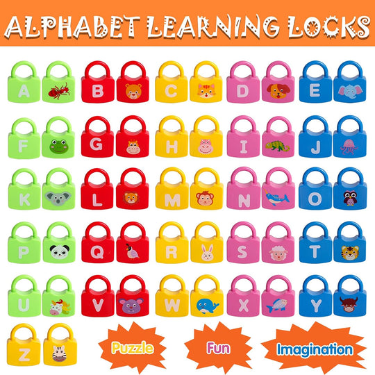 Educational Letter Combination-with 26 Locks, 26 Keys Montessori Preschool Alphabet Learning Game (MOQ 10 Sets)