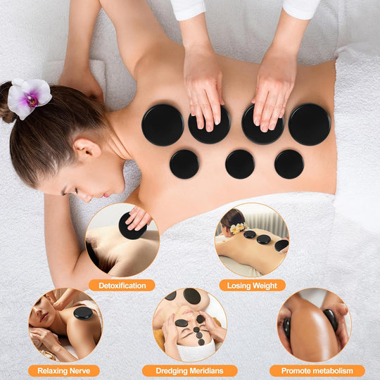 Basalt Hot Rocks Massage 20 pcs Stone, Professional Massage Tools (MOQ 10 Ses)