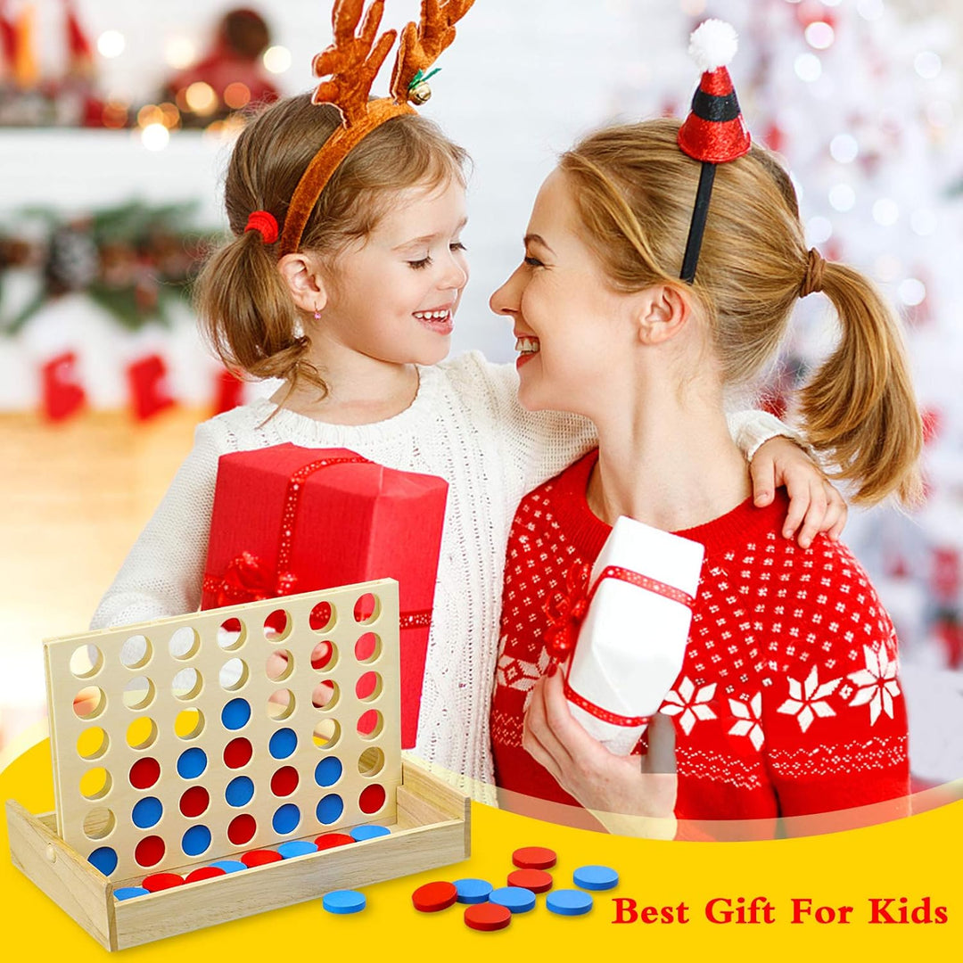 Foldable Line up 4 Game, Classic Strategy Family Fun Toy, Wood Connect Game for Kids and Adults (MOQ 10 Sets)