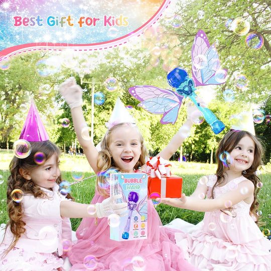 Butterfly Magic Wand with Wings Colorful Light Effect Automatic Bubble Stick