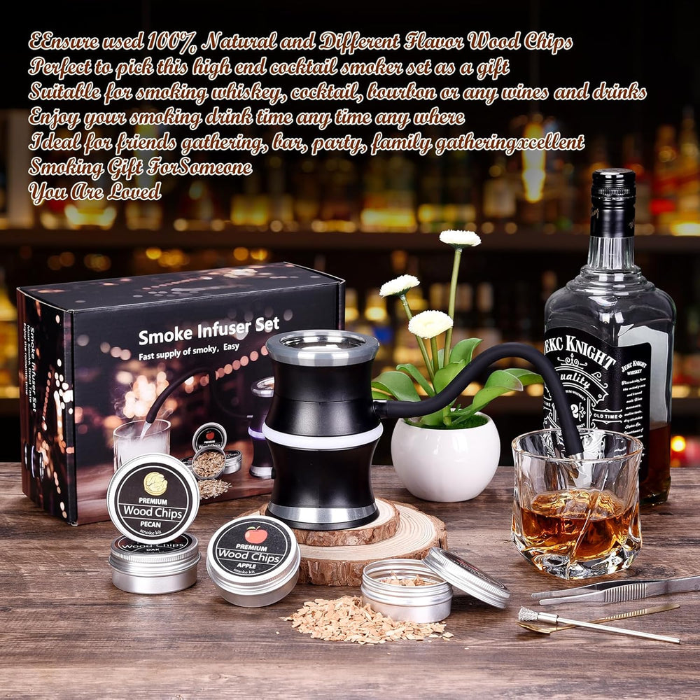 Electric Home Use Smoker Cocktail Whiskey Infuser Gift Set (MOQ 10 Sets)