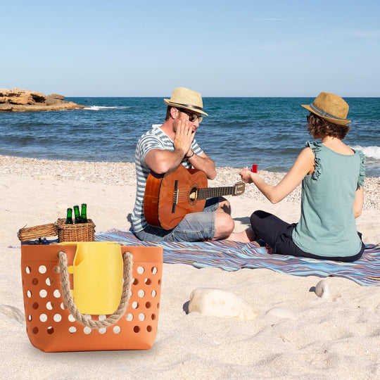Beach Tote Organizer 2-in-1 — Cup, Water Bottle & Phone Holder Accessory for Sand-Free Storage (MOQ 10 Sets)