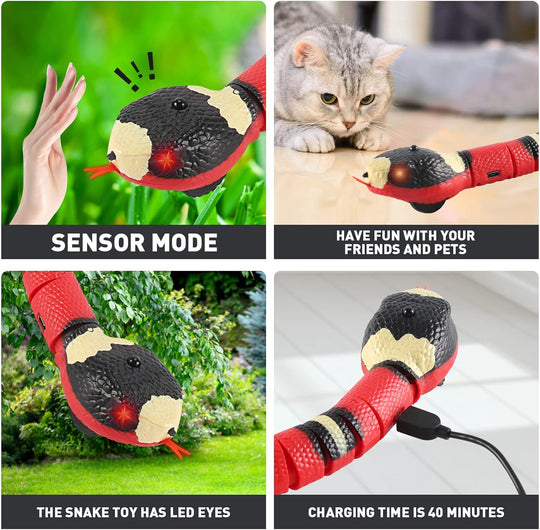 USB Rechargeable,Automatically Sense Obstacles and Escape,Electric Tricky Snake Cat Toys for Indoor Cats Dogs (MOQ 10 Sets)