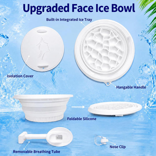 Ice Face Bath Bowl – Cold Plunge Facial Tub with Breathing Tube, Built-In Ice Tray & Odor-Remove Lid