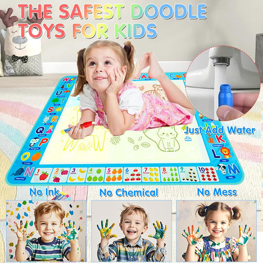 Mess Free Magic Water Drawing Board, Reusable Painting & Writing Mat, Educational Learning Toy, Gift for Toddlers Boys Girls