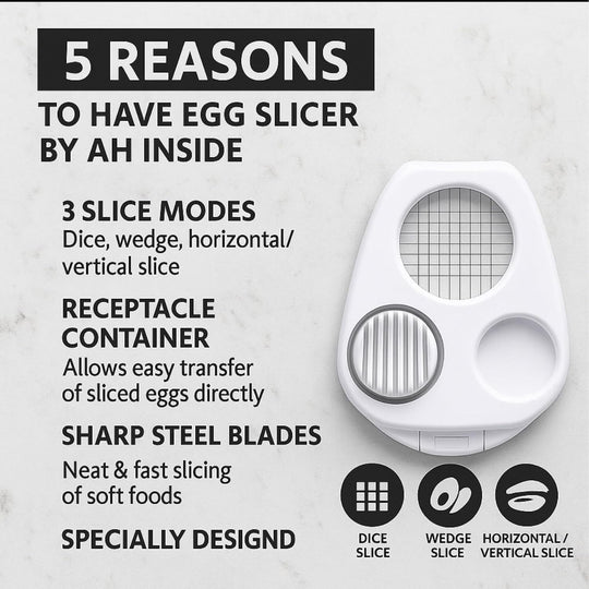 3-in-1 Egg Slicer with Stainless Steel Wires