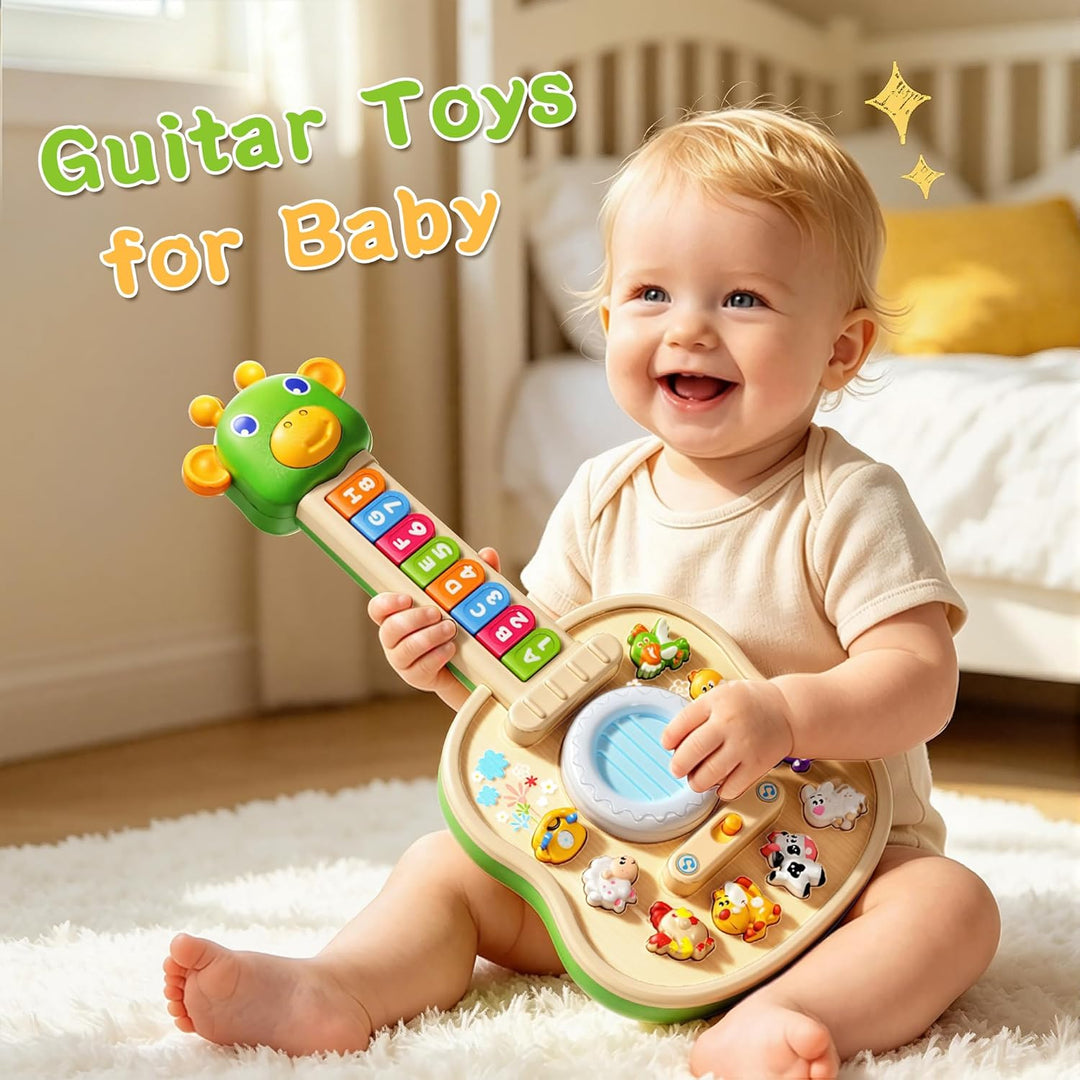 Kids Educational Animal Keyboard Guitar Toy – Multi-Functional Cartoon Electronic Piano with Lights & Music for Toddlers & Baby Boys Girls