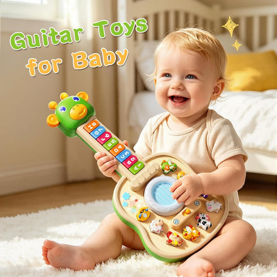 Kids Educational Animal Keyboard Guitar Toy – Multi-Functional Cartoon Electronic Piano with Lights & Music for Toddlers & Baby Boys Girls