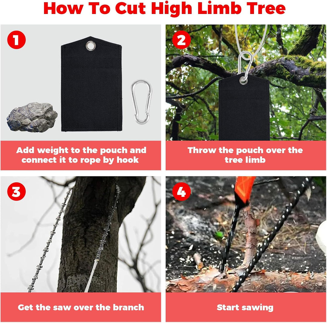 High Limb Hand Rope Saw Chain Saw, Folding Pocket Chainsaw for Wood-Cutting, Camping and Field Survival Gear