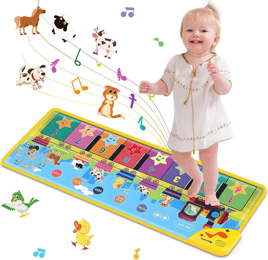 Floor Piano Mat for Toddlers 1-3 with Music Sounds Educational Baby Musical Toys Toddler Toys Age 1-2 Sensory Interactive Learning Toys (10 Sets)