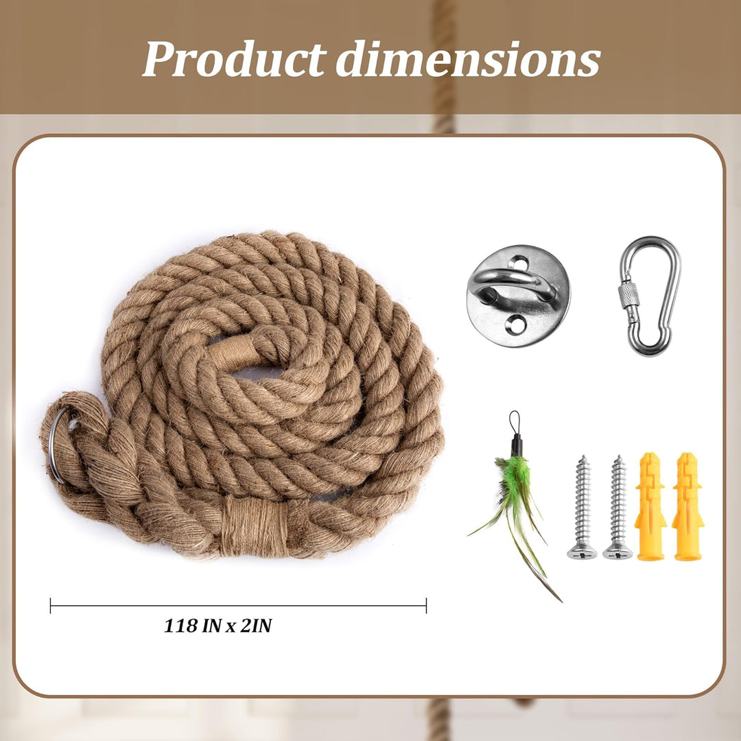 Cat Climbing Rope with Hook for Ceiling & Wall Mounted