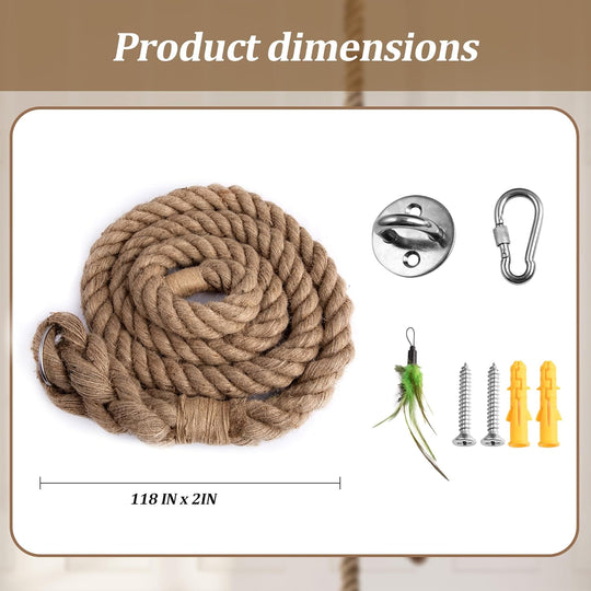 Cat Climbing Rope with Hook for Ceiling & Wall Mounted