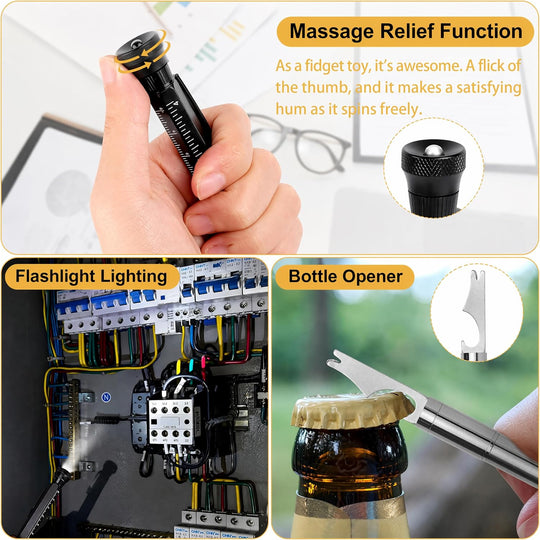 Multi-Function Aluminum Pen 11-in-1 Tool Set – LED Flashlight