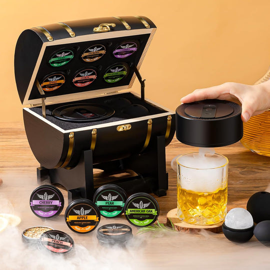 Premium Electric Whiskey Smoker Kit Gift Sets With 6 Wood and Ice Mold (MOQ 10 Sets)