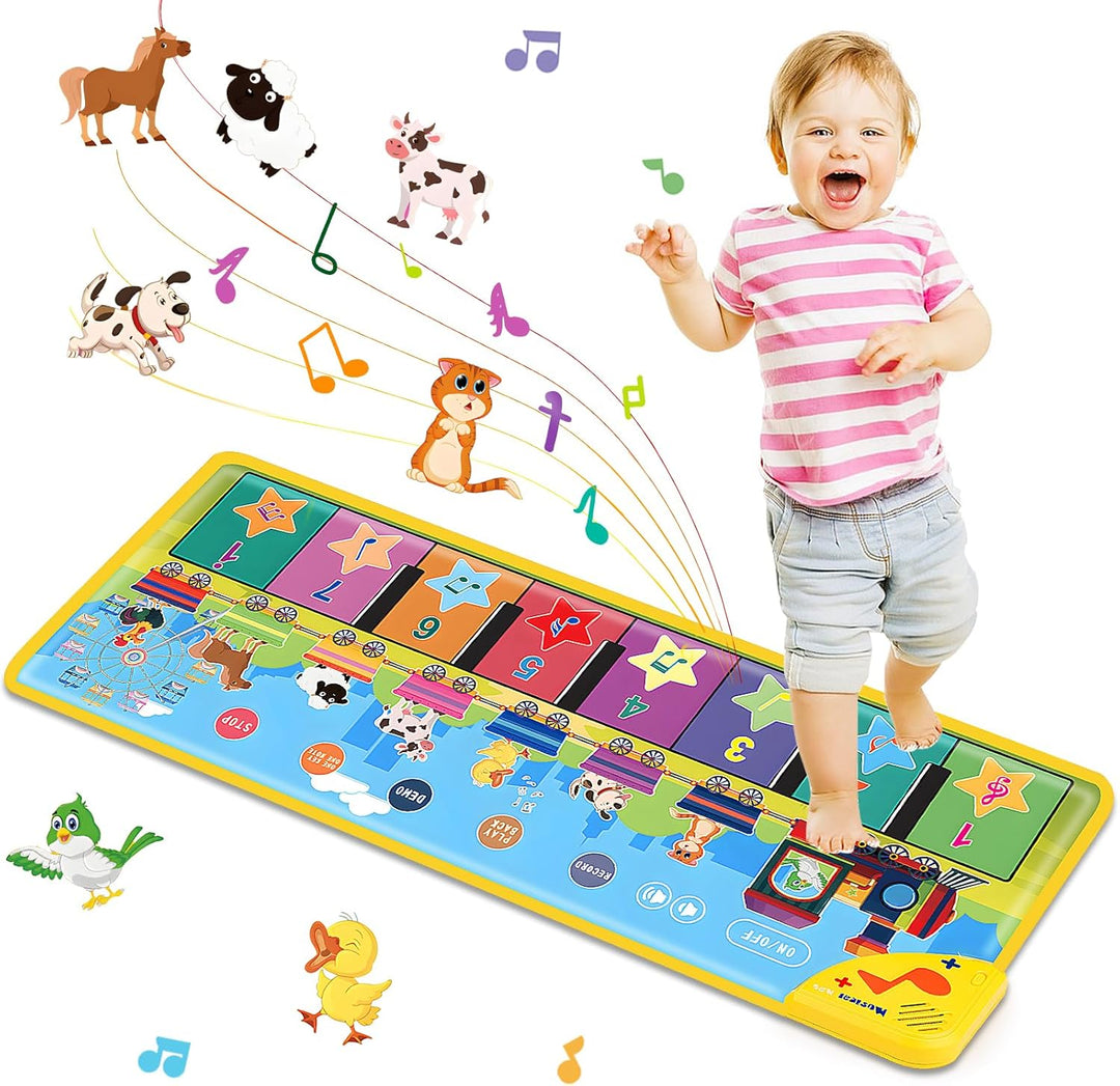 Floor Piano Mat for Toddlers 1-3 with Music Sounds Educational Baby Musical Toys Toddler Toys Age 1-2 Sensory Interactive Learning Toys (10 Sets)