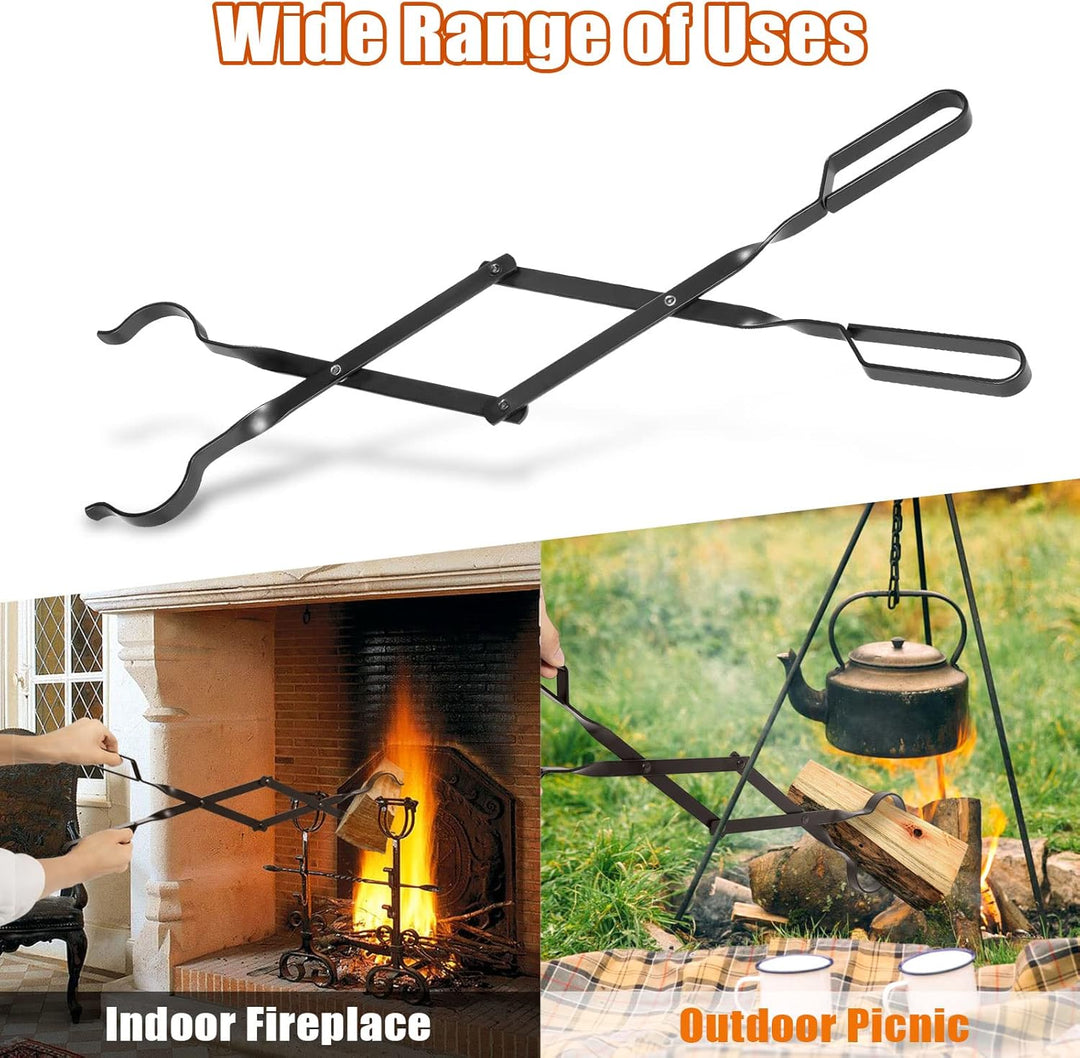 Long Fireplace Tools Campfire Accessories Tongs and Log Grabber