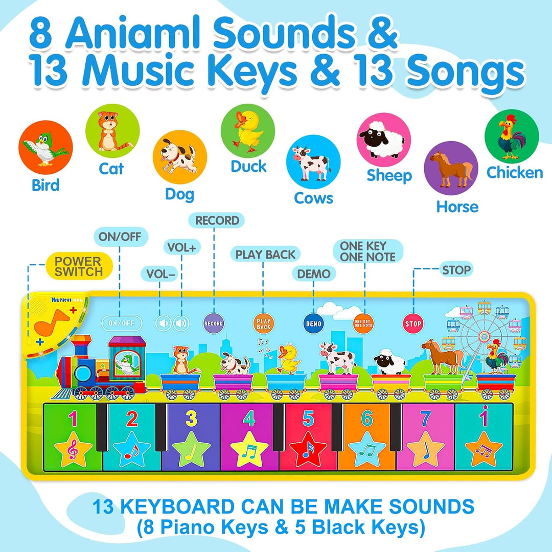 Floor Piano Mat for Toddlers 1-3 with Music Sounds Educational Baby Musical Toys Toddler Toys Age 1-2 Sensory Interactive Learning Toys