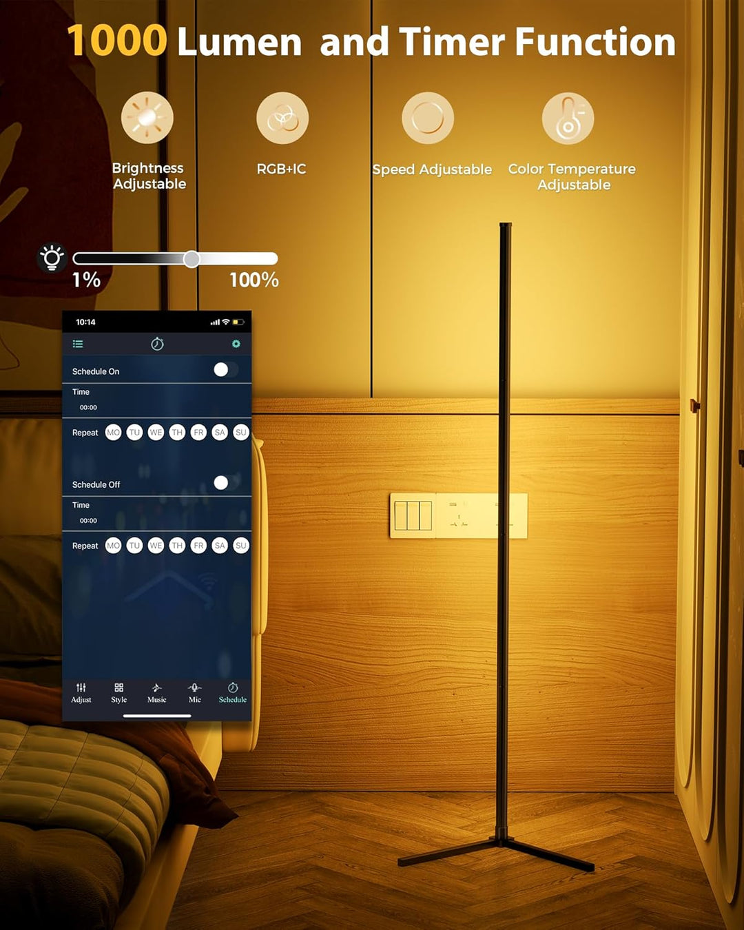 Dynamic Light Effects and Music Sync - App and Remote Control LED Lamp