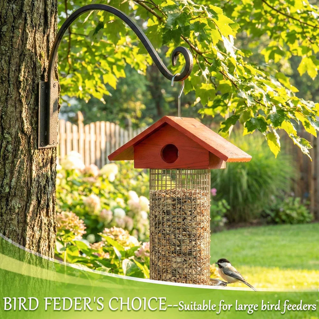 Outdoor Hanging Plant Bracket – Hand-Forged Iron Bird Feeder Hook, Weather-Resistant & Heavy Duty