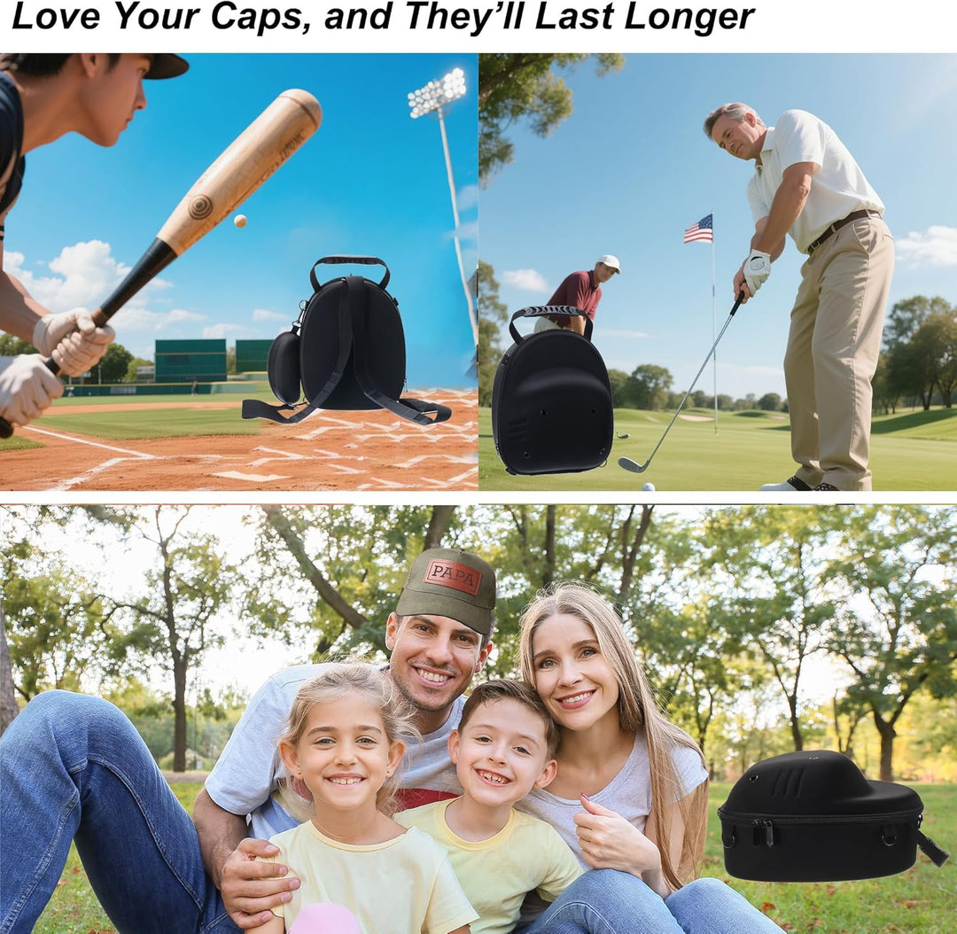 Hard Hat Travel Case for Baseball Caps - Convertible 3-Way Carry (Handle/Single Strap/Backpack)