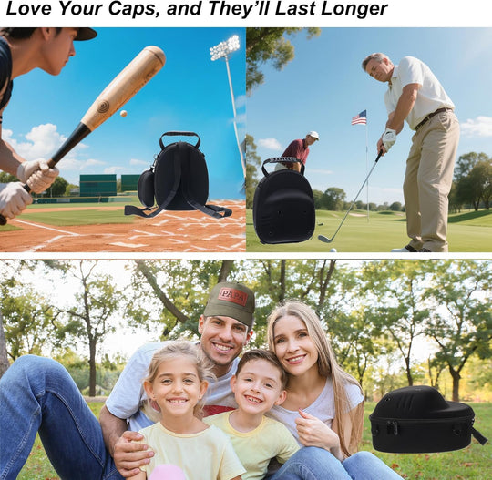 Hard Hat Travel Case for Baseball Caps - Convertible 3-Way Carry (Handle/Single Strap/Backpack)