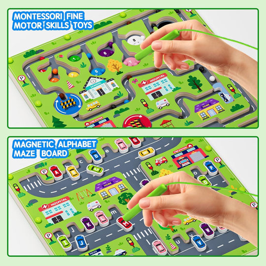 Magnet Alphabet Counting Double Sided Board Wood Puzzle (MOQ 10 Sets)