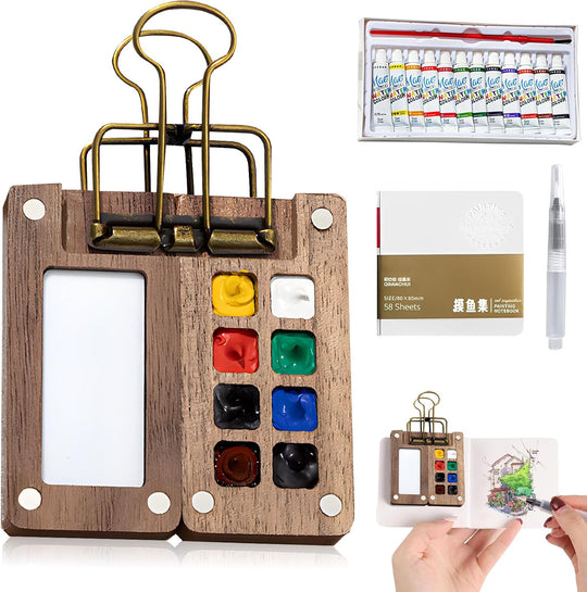 Mini Watercolor Paint Set, 12-Color Portable Travel Kit
