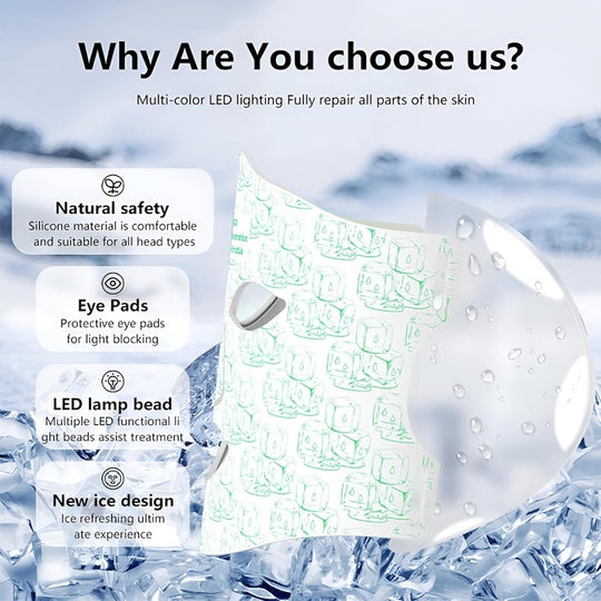 Ice Cooling Mask Near Infrared LED Face Red Light Therapy Mask (MOQ 10 Sets)
