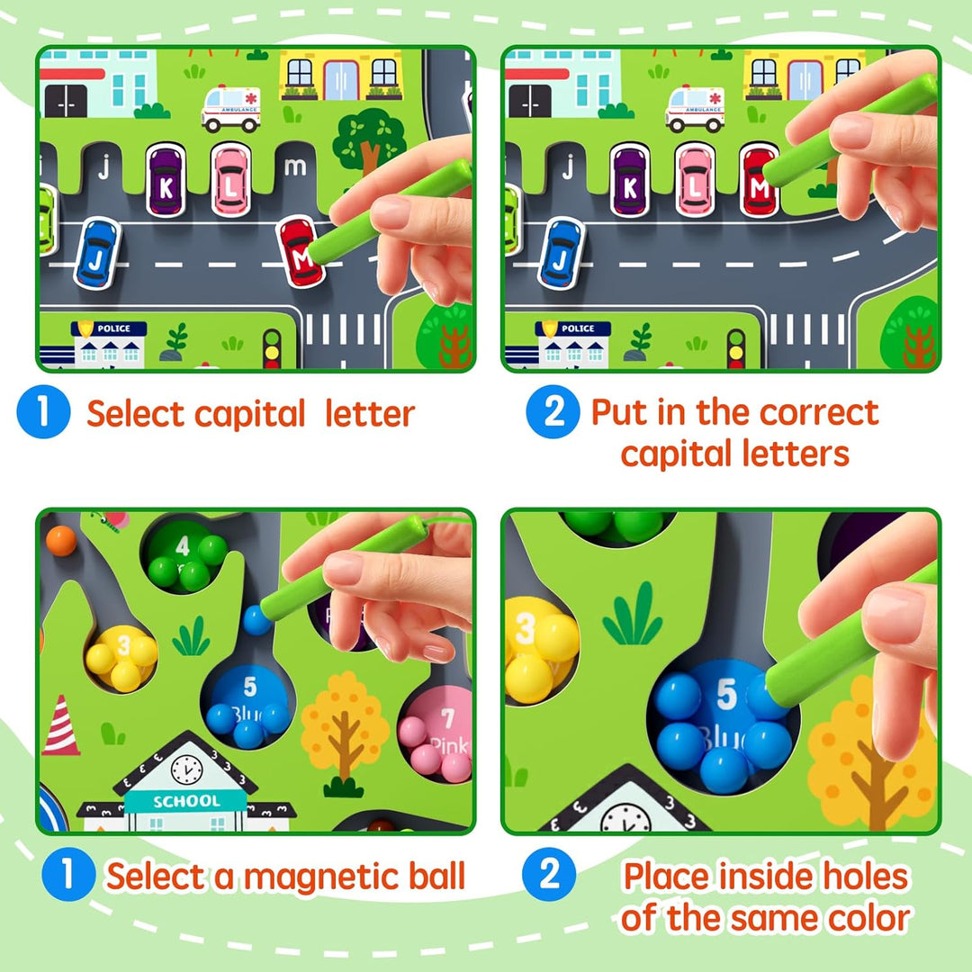 Magnet Alphabet Counting Double Sided Board Wood Puzzle (MOQ 10 Sets)