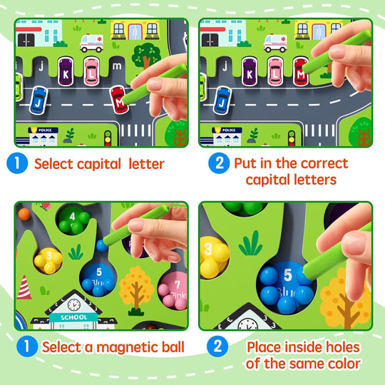 Magnet Alphabet Counting Double Sided Board Wood Puzzle (MOQ 10 Sets)