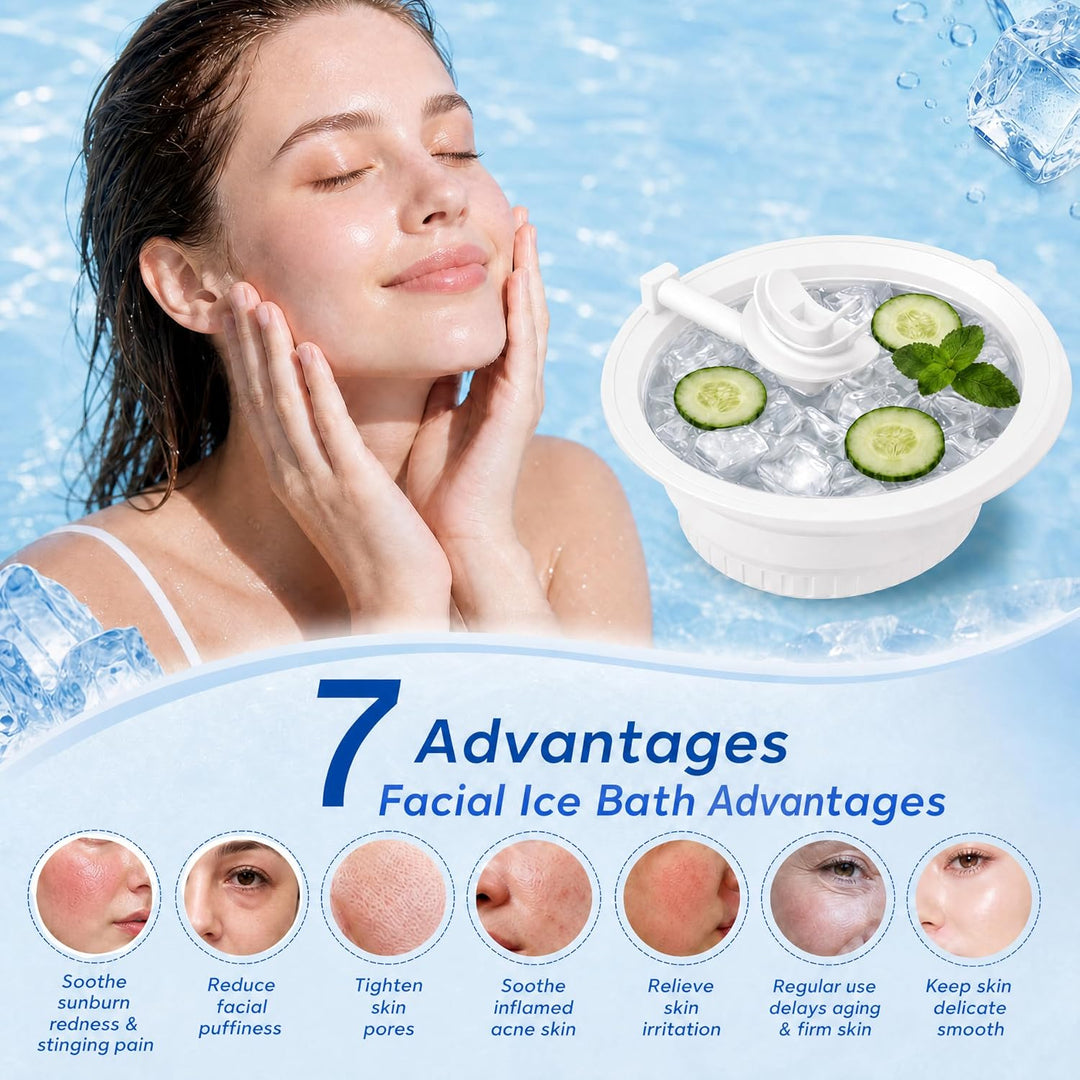 Ice Face Bath Bowl – Cold Plunge Facial Tub with Breathing Tube, Built-In Ice Tray &amp; Odor-Remove Lid