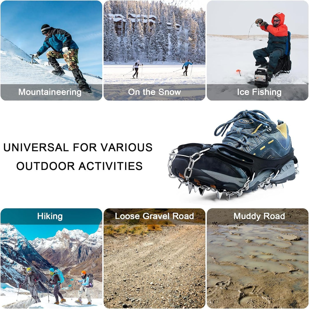 Anti Slip Crampons Ice Cleats for Hiking Snow Boots Shoes 28 Spikes
