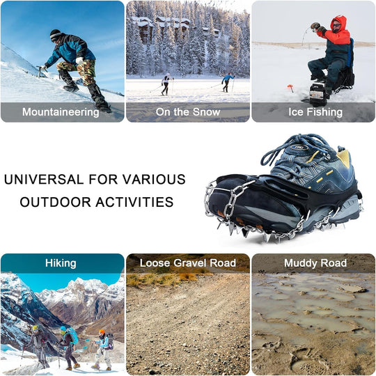 Anti Slip Crampons Ice Cleats for Hiking Snow Boots Shoes 28 Spikes