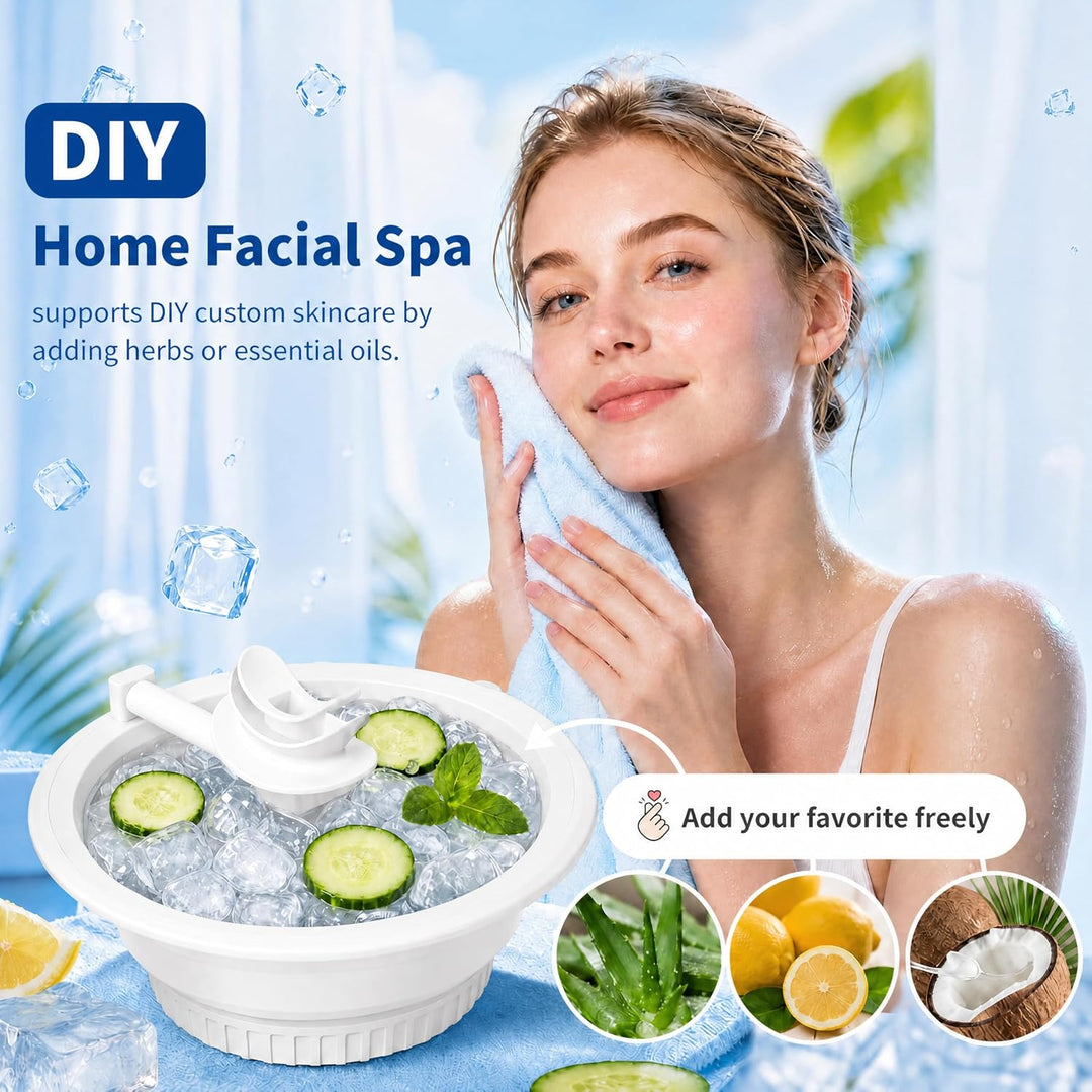 Ice Face Bath Bowl – Cold Plunge Facial Tub with Breathing Tube, Built-In Ice Tray &amp; Odor-Remove Lid