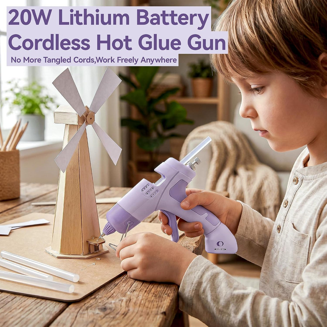 Cordless Hot Glue Gun Kit – Rechargeable 2600mAh Battery, Fast Preheat, Includes 30 Glue Sticks for Crafts, DIY & Repairs (MOQ 10 Sets)