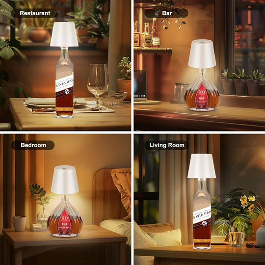 Rechargeable Luxury Wine Bottle Table Lamp with 3 Color Dimming for Bars & Events