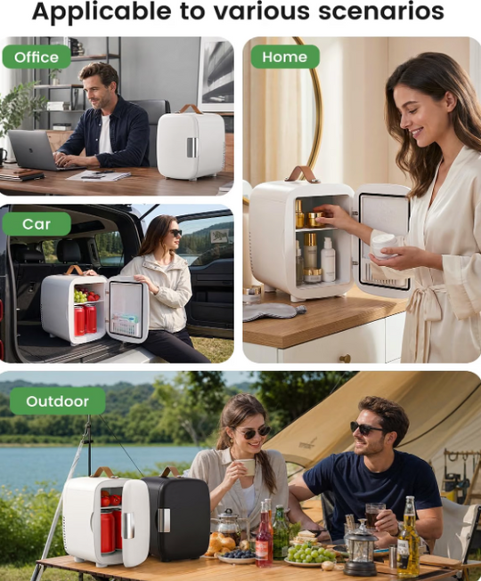 Mini Fridge Cooler & Warmer, 4L Portable Skincare Fridge – AC/DC Compact Refrigerator for Bedroom, Office, Car & Dorm