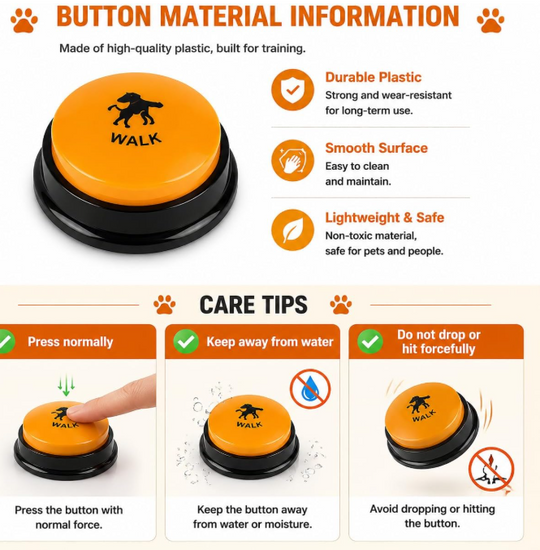 Dog & Cat Talking Buttons, 12-Pcs Recordable Voice Training Buttons with Non-Slip Bases (MOQ 10 Sets)