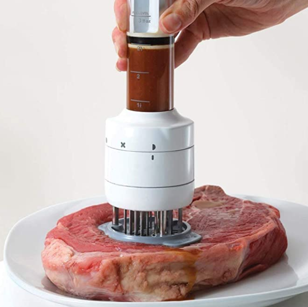 Chef Multifunctional Meat Tenderizer Needle Stainless Steel, Meat Injector Marinade Flavor Syringe Kitchen Tools