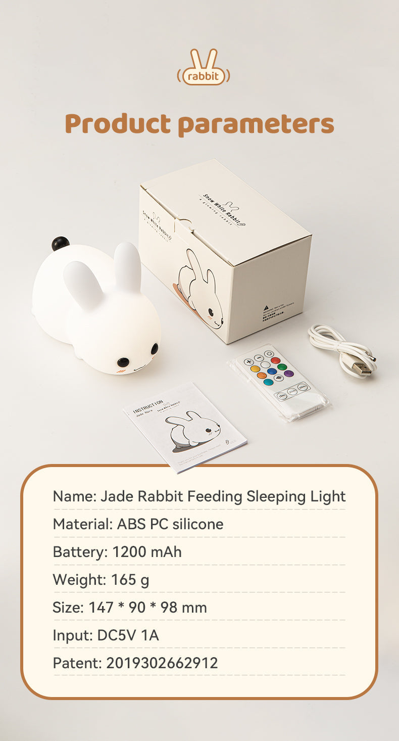 Perfect Gift Jade bunny Sleeping lamp light up silicone animal night light(10 Pack)