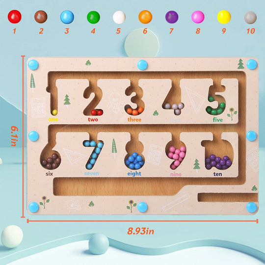 Maze Educational Game Color Number Montessori Education for kids 3-5 Year Old (10 Pack)