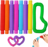 Pop Tubes, Tube Fidget Toys for Kids and Sensory Toys for Children and Adult, Fidget Tubes for Stress and Anxiety Relief, Learning Toys for Toddlers(10 Pack)