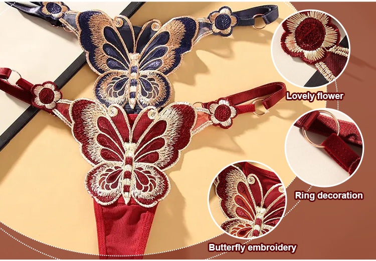 Premium Quality Transparent Lace Thongs Butterfly Accessories G String Women Underwear