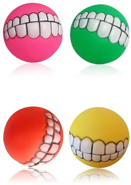 Interactive Funny  Dog Chew Toy Balls Colorful Vinyl with Tooth Pattern Design Squeaky Sound Pet Toy for Cats and Dogs (10 Pack)